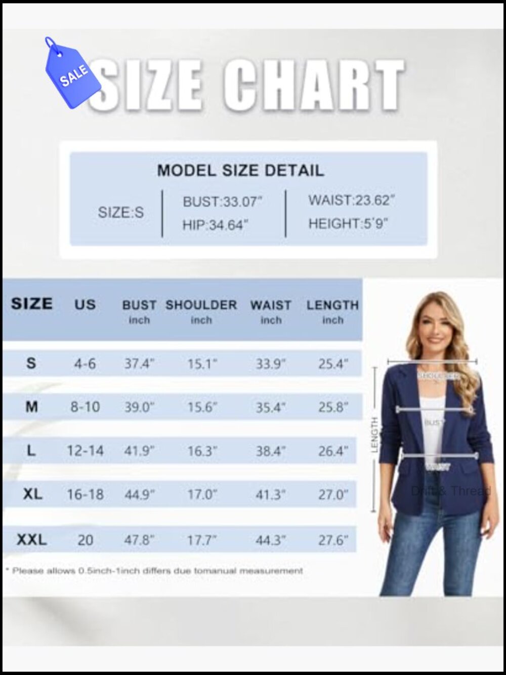 Long Sleeve Jersey Knit Blazer with Pockets, Notch Collar, Office Casual - Picture 7 of 7